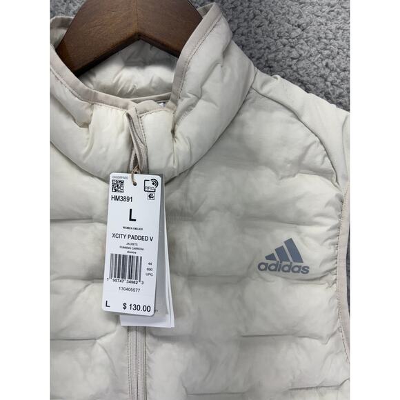 Adidas X-City Padded Running Vest Jacket Womens Large White Back Pockets NEW L - Picture 5 of 9